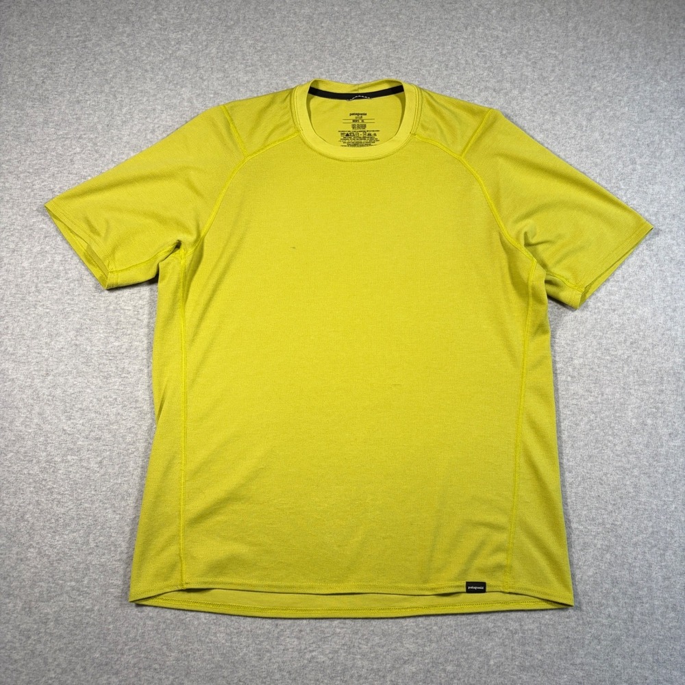 Patagonia Capilene 2 Lightweight Shirt Mens XL Yellow Short Sleeve Base Layer